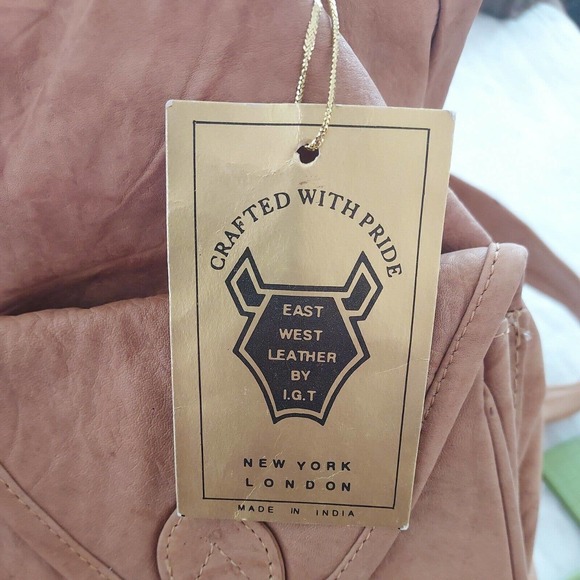 Vintage Leather Large Bookbag/ Duffle Bag. East West By I.G.T New York/London main image 5